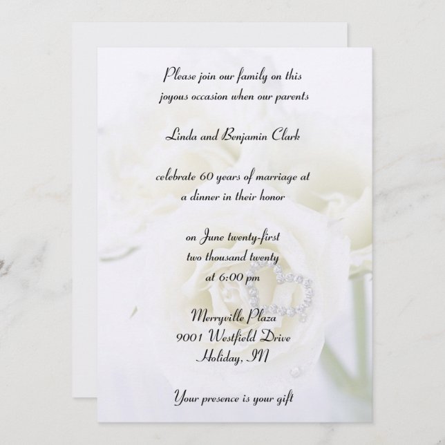 Convites Celebração do 60º aniversário de diamante (Frente/Verso)