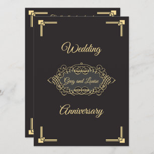 Convites Celebração do Aniversário de Casamento de Art Deco
