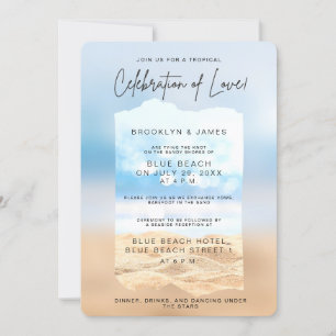 Convites Celebração Do Casamento Com Praia Do Amor