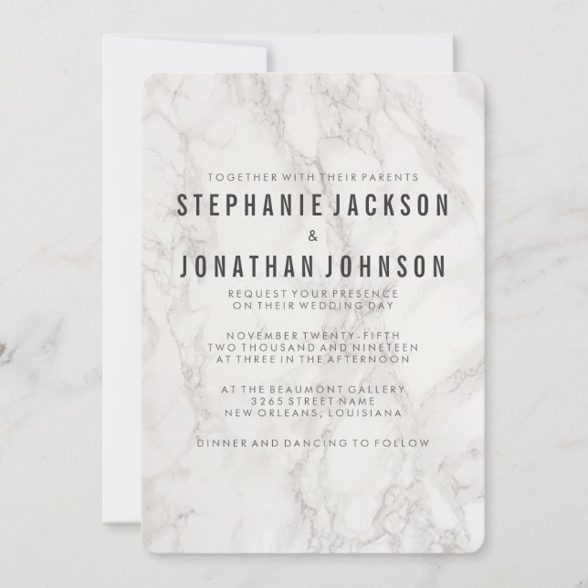 Convites Celebração do Casamento de Marble Elegante Moderno (Frente)