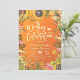 Convites Celebração do casamento outono Autumn Maple Leaf P