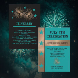 Convites Celebração do Dia 4 de Julho Cobre e Turquesa Únic