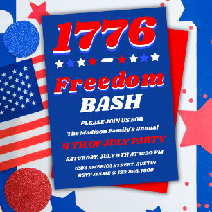 Convites Celebração do Dia 4 de Julho de 1776 Freedom Bash