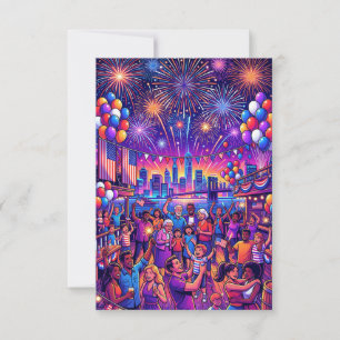 Convites Celebração do Dia da Independência Neon 4 de Julho