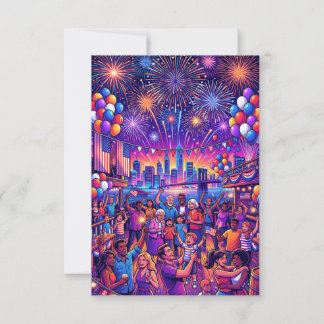 Convites Celebração do Dia da Independência Neon 4 de Julho