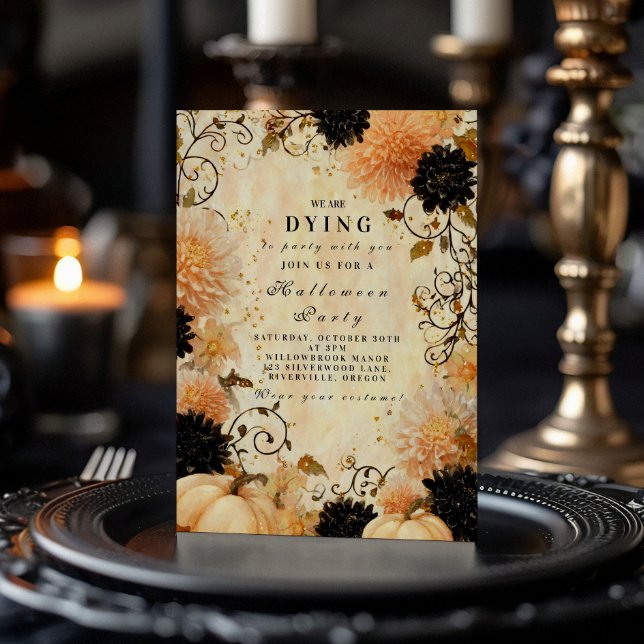 Convites Celebração do Dia das Bruxas de Dahlia Negra Gótic (Criador carregado)