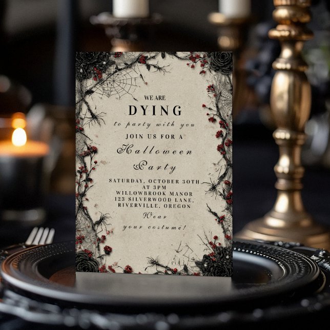 Convites Celebração do Dia das Bruxas de Rosa Gótico Assomb (Criador carregado)