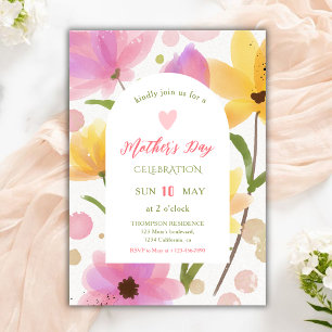 Convites Celebração do Dia das Mães com Aquarela Floral