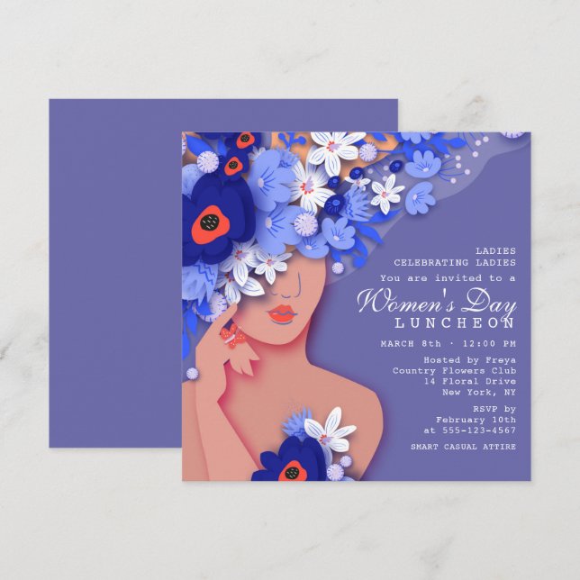 Convites Celebração do Dia das Mulheres com Almoço Floral M (Frente/Verso)