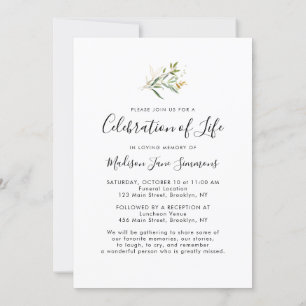 Convites Celebração do Funeral da Vida em Memória Amante