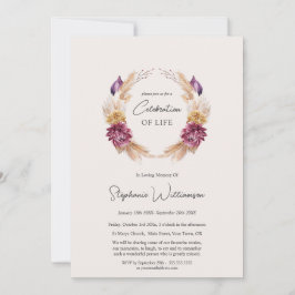 Convites Celebração do Funeral Floral de outono do Life 4
