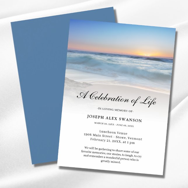 Convites Celebração do Funeral Life no Oceano Costeiro de P (Celebration of Life Ocean Invitation)