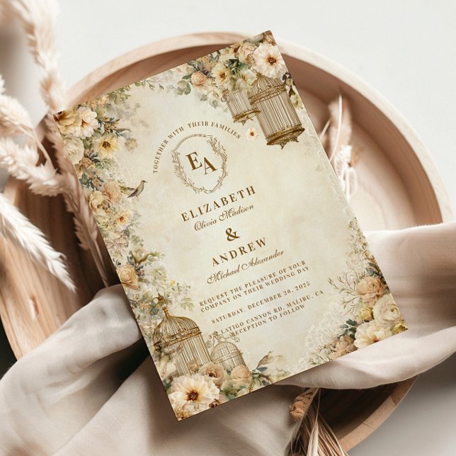 Convites Celebração do Jardim de Aves da Vintage (Criador carregado)