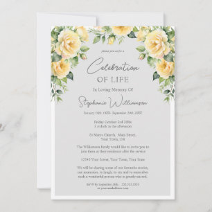 Convites Celebração do Life 4 Photo Yellow Rose Funeral