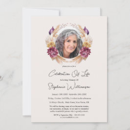 Convites Celebração do Life 5 Foto Autumn Floral Funeral