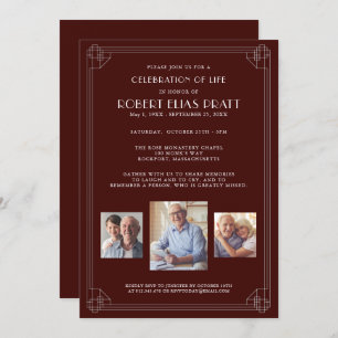 Convites Celebração do Life Burgundy Red White 3 Foto