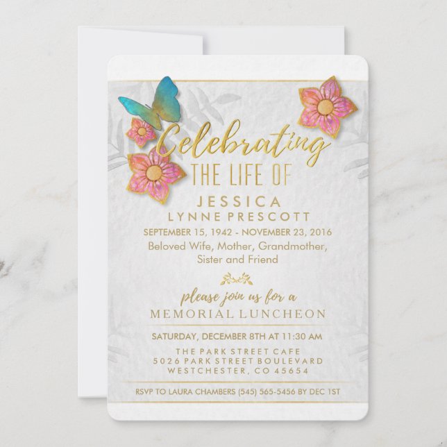 Convites Celebração do Life Butterfly Luncheon Invite (Frente)
