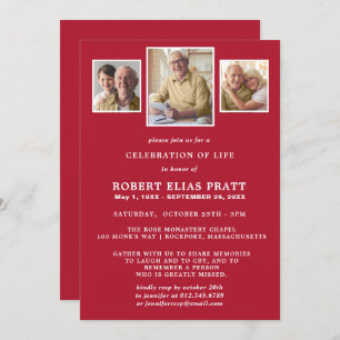 Convites Celebração do Life Dark Red White 3 Foto