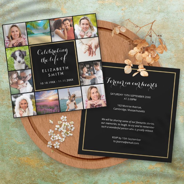 Convites Celebração do Life Memorial 12 Foto Funeral (Celebration of Life Memorial 12 Photo Funeral Invitation)