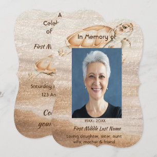 Convites Celebração do Life Service Beach Sea Turtle