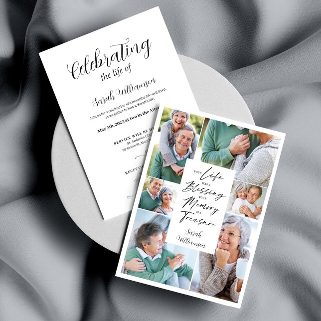 Convites Celebração do Memorial Funeral da Colagem de Fotos (Criador carregado)