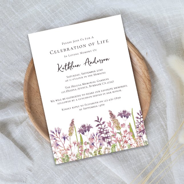Convites Celebração do Memorial Funeral da Vida em Flores S (Criador carregado)