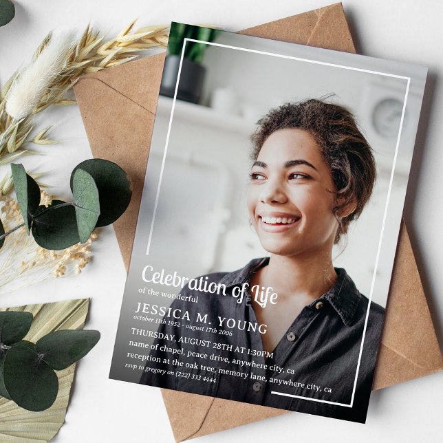Convites Celebração do Memorial Funeral Fotográfico da Vida (Criador carregado)
