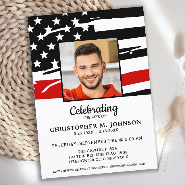 Convites Celebração Do Memorial Life Red Line (Criador carregado)