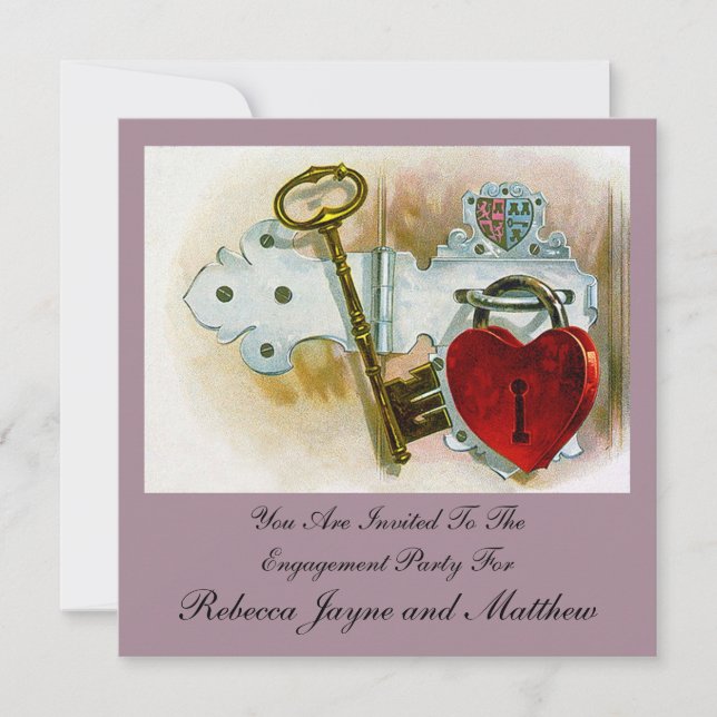 Convites Celebração do Noivado Vintage (Frente)