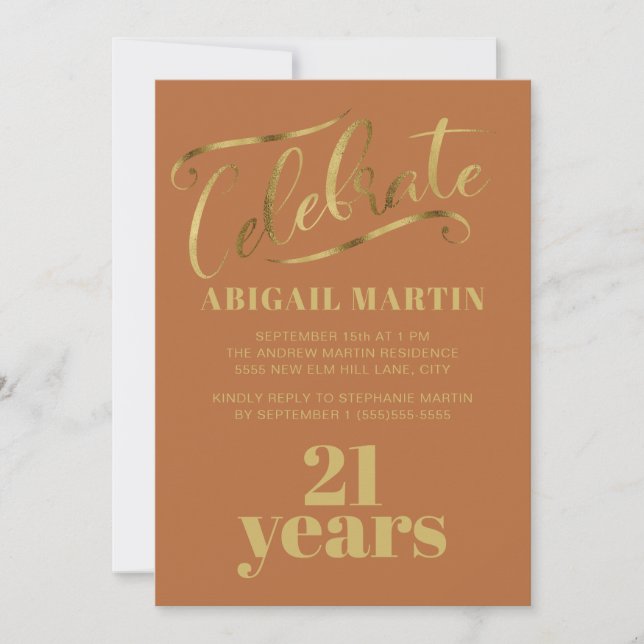 Convites Celebração do Partido aniversário de 21 anos do La (Frente)