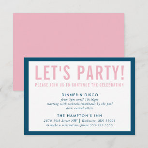 Convites CELEBRAÇÃO DO PARTIDO INFO marinho azul-rosa moder