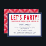 Convites CELEBRAÇÃO DO PARTIDO INFO marinho azul-vermelho m<br><div class="desc">pelo kat massard >> www.simplysweetPAPERIE.com <<< Um design simples para os CARDS da FESTA - para corresponder aos seus convites principais. Adorei o design, mas gostaria de ver algumas mudanças - outro esquema de cores, produto, adicionar uma foto ou adaptado para uma ocasião diferente - sem preocupações, simplesmente me contate,...</div>