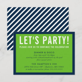 Convites CELEBRAÇÃO DO PARTIDO INFO marinho verde moderno e