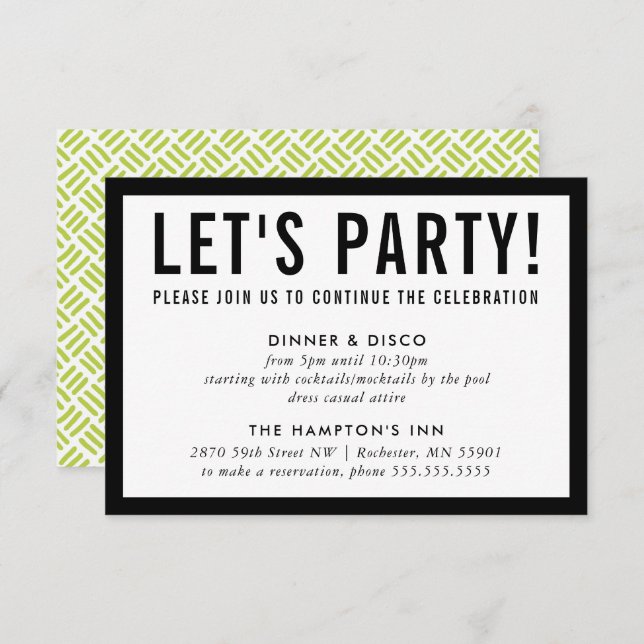 Convites CELEBRAÇÃO DO PARTIDO INFO simples limão negro mod (Frente/Verso)