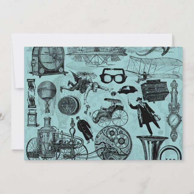 Convites Celebração do Partido Vintage Steampunk (Frente)