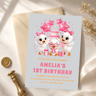 Convites Celebração do Primeiro Aniversário dos Patinhos Fo
