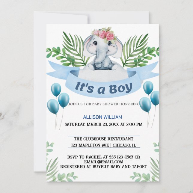 Convites Celebração do Príncipe Coroa do Elefante Rei (Frente)