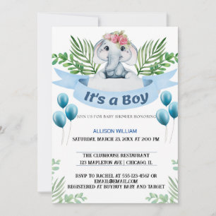 Convites Celebração do Príncipe Coroa Elefante Rei