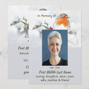 Convites Celebração do Serviço da Vida  Robin Inglês