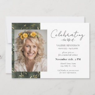 Convites Celebração Do Serviço De Vida Do Olive Leaf Photo