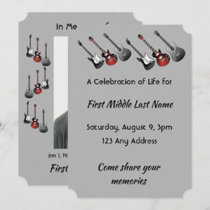 Convites Celebração do Serviço de Vida Musical Guitar Music