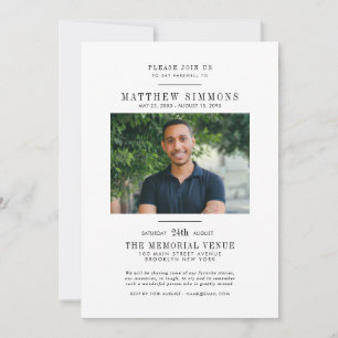 Convites Celebração do Serviço Funeral Life Photo Farewell