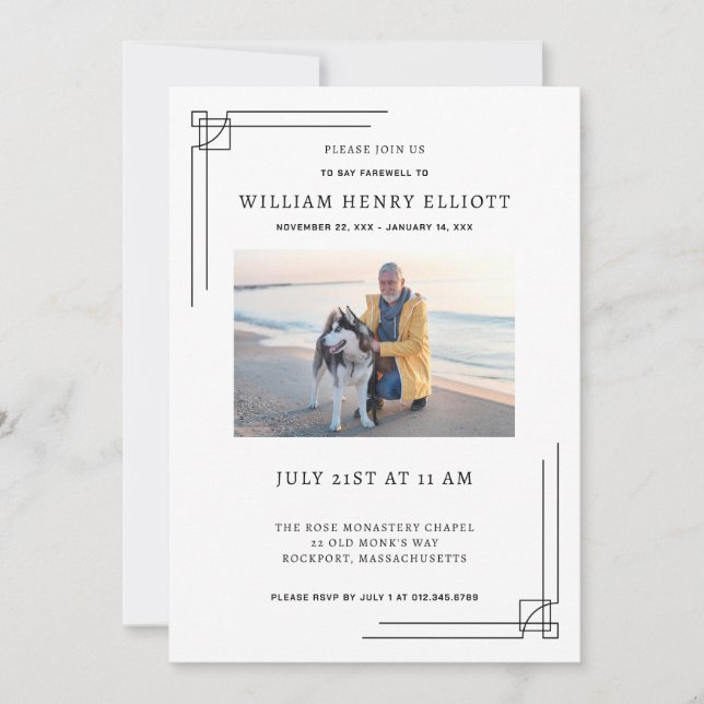 Convites Celebração do Serviço Funeral Life Photo Farewell (Frente)