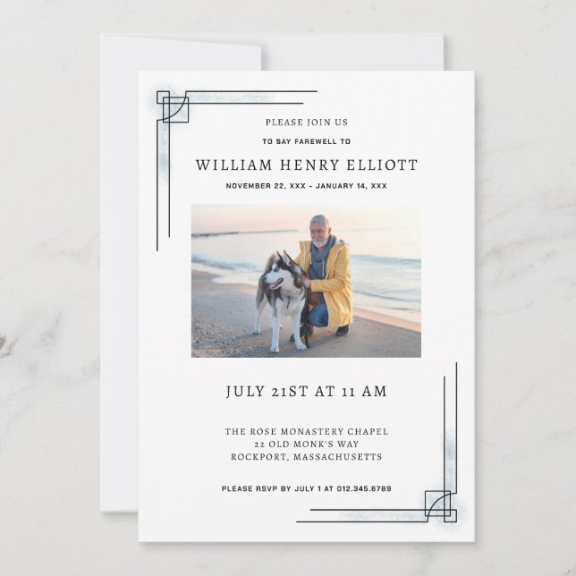 Convites Celebração do Serviço Funeral Life Photo Farewell (Frente)