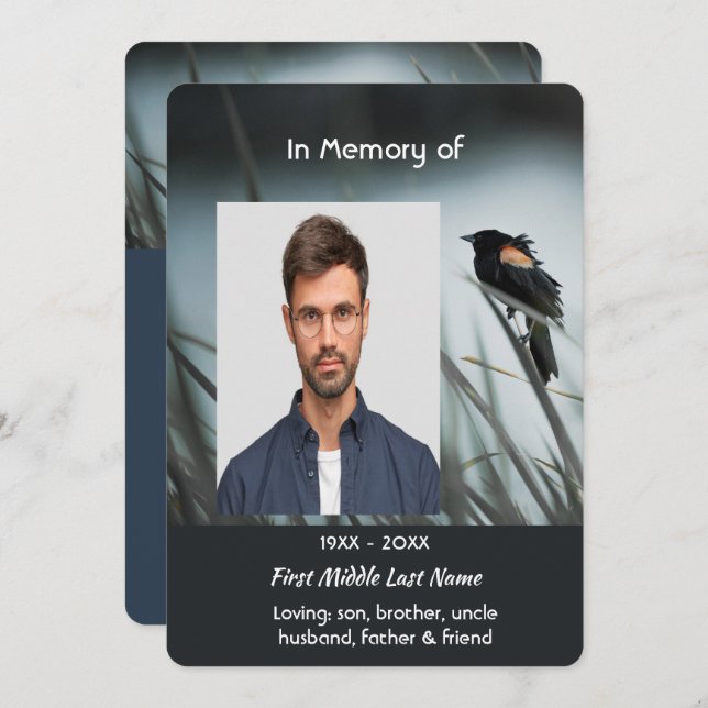 Convites Celebração do Serviço Life Red-wing Blackbird (Frente/Verso)