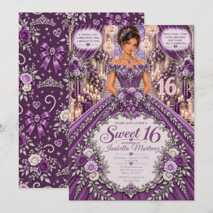 Convites Celebração do Sweet 16 Roxo