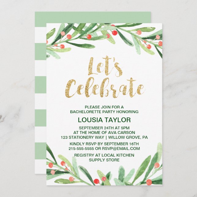 Convites Celebração do Vamos de Holly Wreath de Natal (Frente/Verso)