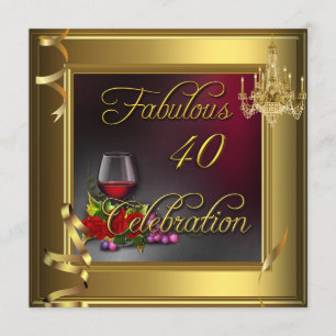 Convites Celebração dos 40 Fabulosos Rosas de Ouro Vinho Cr