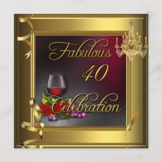 Convites Celebração dos 40 Fabulosos Rosas de Ouro Vinho Cr