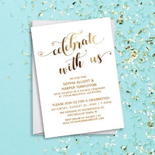 Convites Celebração Dourada com a Celebração do Casamento P
